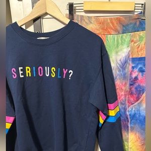 Tie Dye Leggings with Pockets and Navy Crew Nexk Sweatshirt